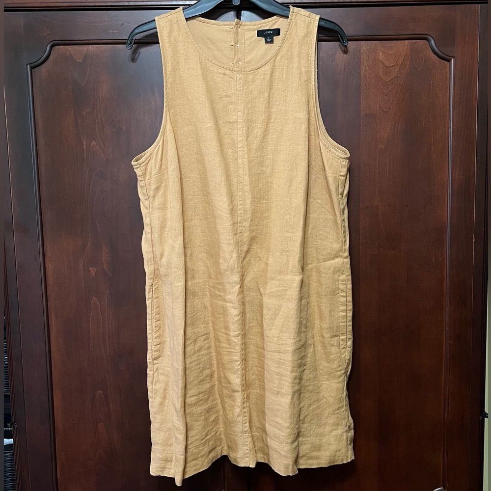 J. Crew Orange Button-Back Linen Dress